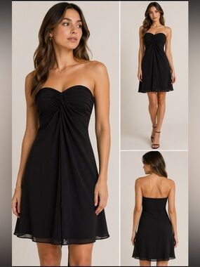 Bill Levkoff Women's Strapless Chocolate Brown Whimsical Feminine YTG Y2K Dress